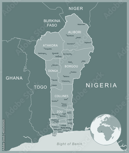 Benin - detailed map with administrative divisions country. Vector illustration