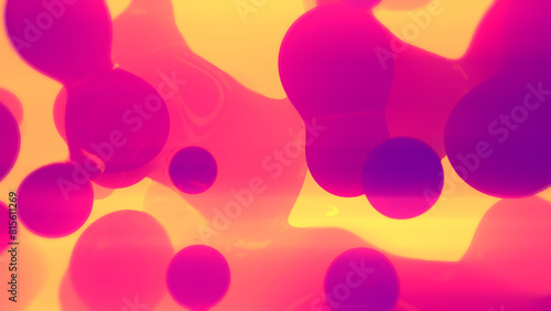 purple and orange glowing disco dance fantastic soft bubbles - abstract 3D illustration photo