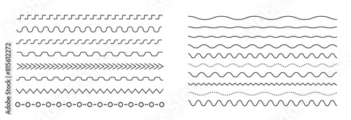 Set of vector line border. Lines, waves, zigzag, borders.  Geometric vintage line collection. Doodle design. Vector illustration