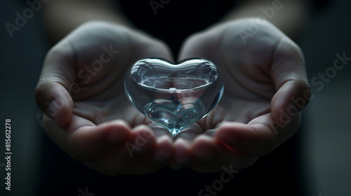 Caring Hands Holding a Transparent Heart Symbol