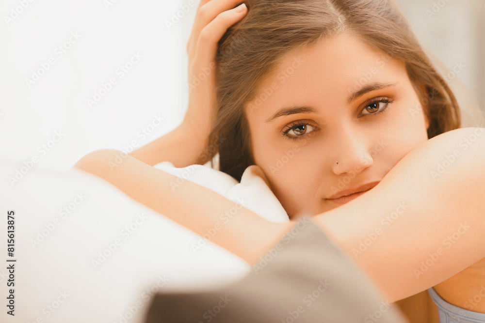 Skeptical young woman conveys disdain with gesture Skeptical young woman conveys disdain with gesture