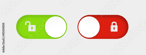 blocked and unlocked toggle switch buttons. Material design switch buttons set. Vector