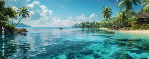 Tropical island , Vivid Ocean, Happy Natural , Blue and Green Sea, Ocean life, 