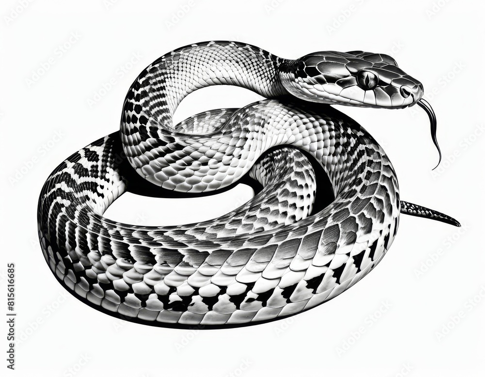 Obraz premium snake illustration bnw, isolated on white