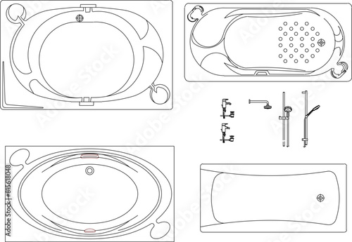 Sketch illustration vector design of a jacuzzi bathtub for a soaking bath