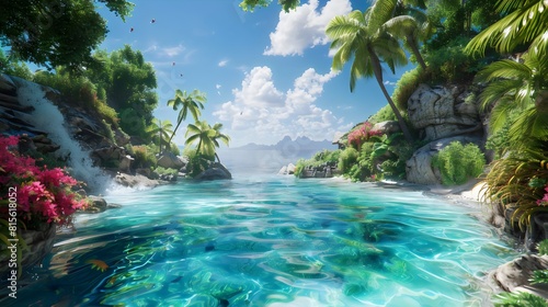 Tropical island   Vivid Ocean  Happy Natural   Blue and Green Sea  Ocean life  