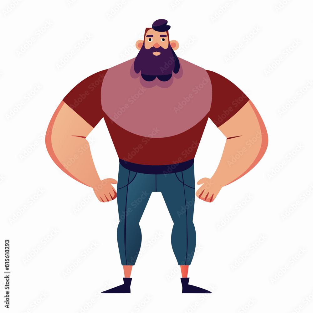 Strong Man Ready For Hiking Vector Illustration