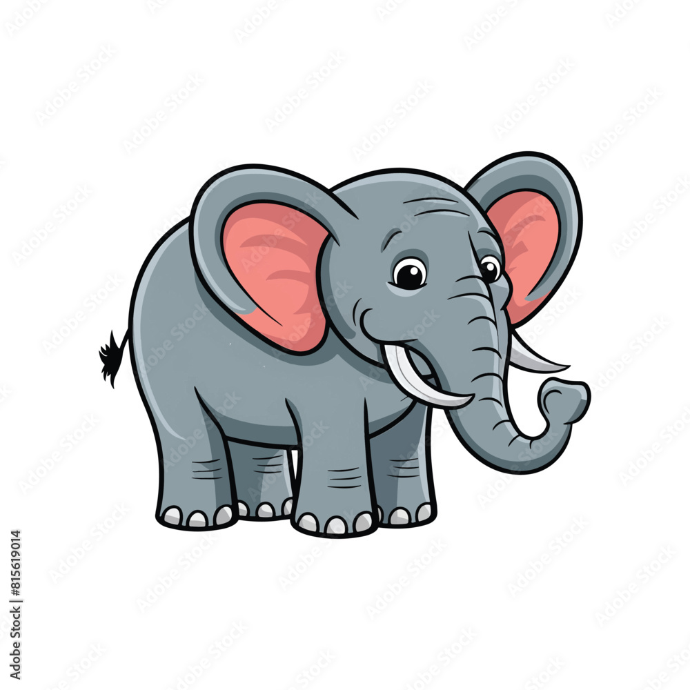 Naklejka premium Vector cartoon elephant isolated on white on a white background