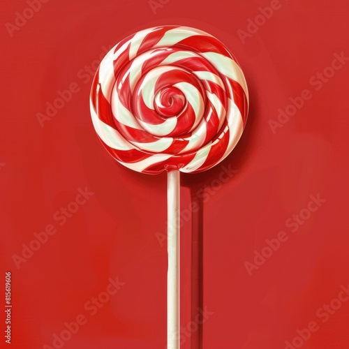 Food Illustration Drawing. White Lollipop Spiral on Tasty Candy Background photo