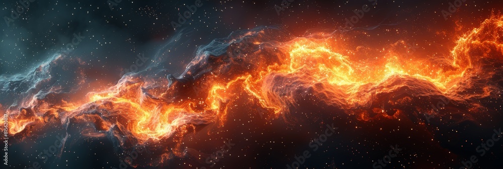 Ethereal Dance of Fire and Ice: A Visual Symphony of Opposing Textures Against a Dark Sky