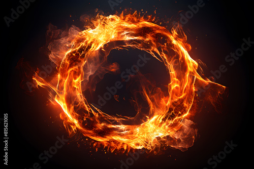 Abstract fire ring of Sparking fire circle isolated on black background