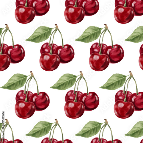 Vector seamless cherry pattern design for kitchen fabric, wallpaper art, food pattern