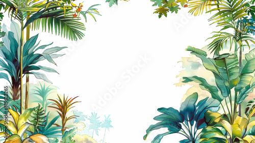 background with A border of 35mm film from a 1930s botanical book  Water color illustrations of plants Frame in the border