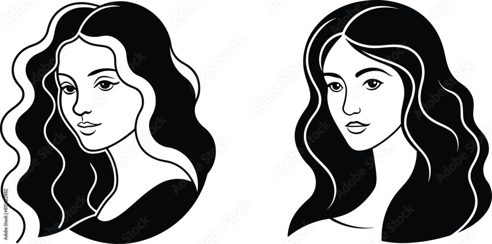 Two girl vector illustration icons Two girl vector illustration icons