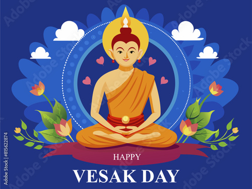 Vesak day poster vector illustration