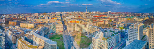 Germany Traveling Concepts. Daytime Berlin Cityscape with Television Tower and Red Town Hall Known as Rotes Rathaus on Alexanderplatz in Germany