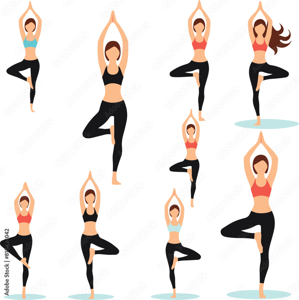 Fototapeta premium Woman practicing yoga, different yoga poses