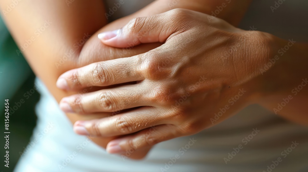A woman's arm pain health care concept. A woman's arm pain health care concept.