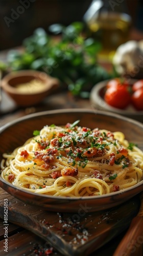 Delicious spaghetti served on a plate. ai generated