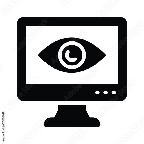An eye inside the monitor screen showing concept icon of monitoring in trendy style
