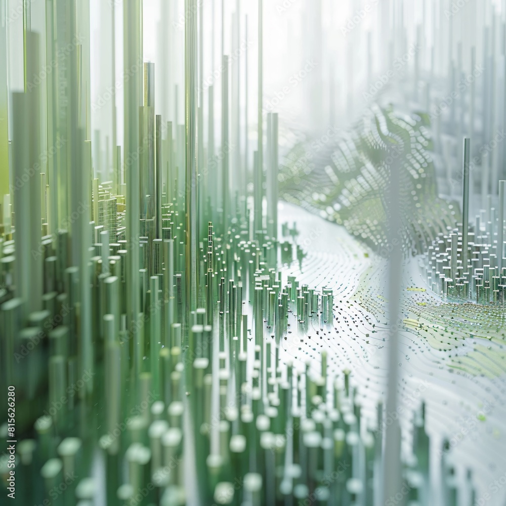 3D rendering of a green bamboo forest with a glowing river running through it. 3D rendering of a green bamboo forest with a glowing river running through it.