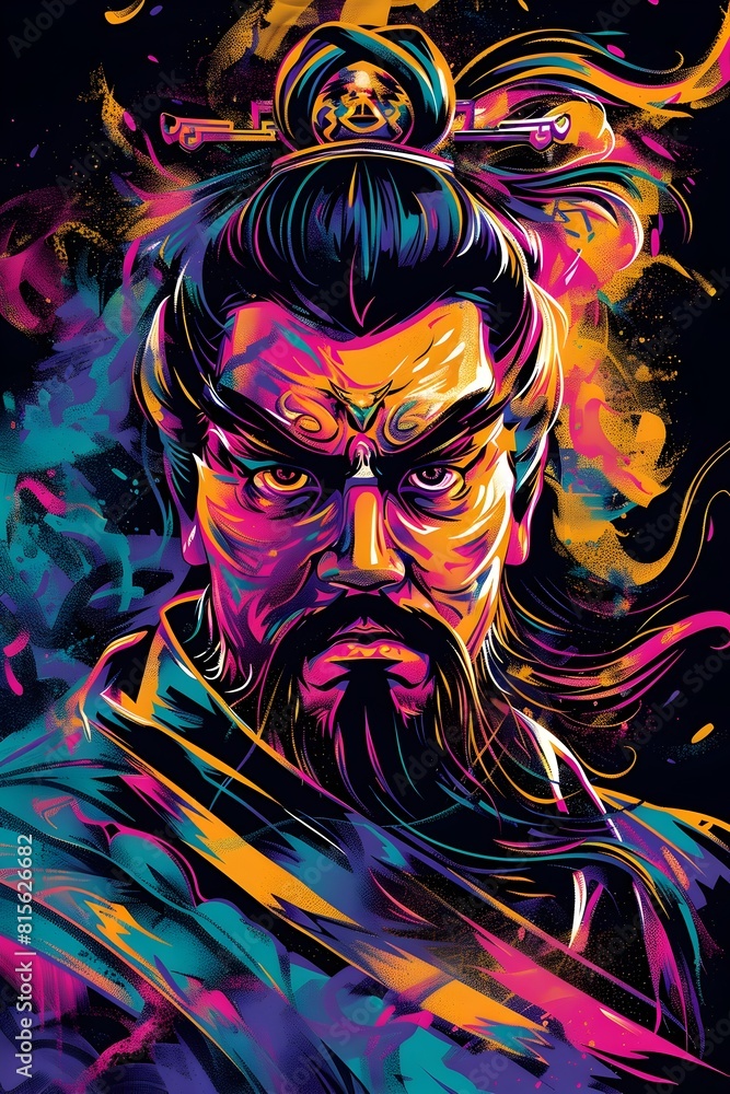 Stoic and Determined Warrior General in Synthwave Inspired Esports Logo Stoic and Determined Warrior General in Synthwave Inspired Esports Logo
