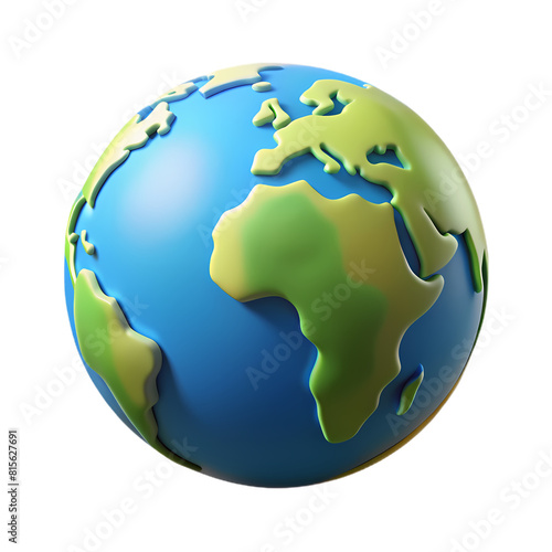 Fototapeta Naklejka Na Ścianę i Meble -  3d globe showing continents in vivid colors, ideal for educational, marketing, and environmental graphics