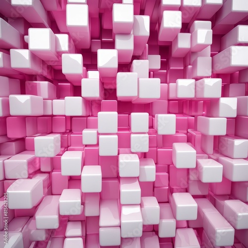 pink and white cubes abstract background
