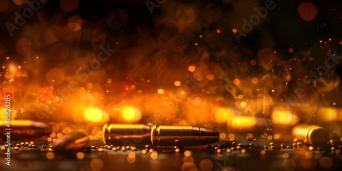 Crime Scene with Scattered Bullets Sets Dramatic and Somber Tone for Crime-Related Content. Concept Crime Scene, Scattered Bullets, Dramatic Tone, Somber Atmosphere, Crime-Related Content
