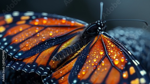 Get up close and personal with the delicate wings of a monarch butterfly, each vibrant hue and intricate pattern captured in stunning 8K detail, a fleeting moment frozen in time. photo