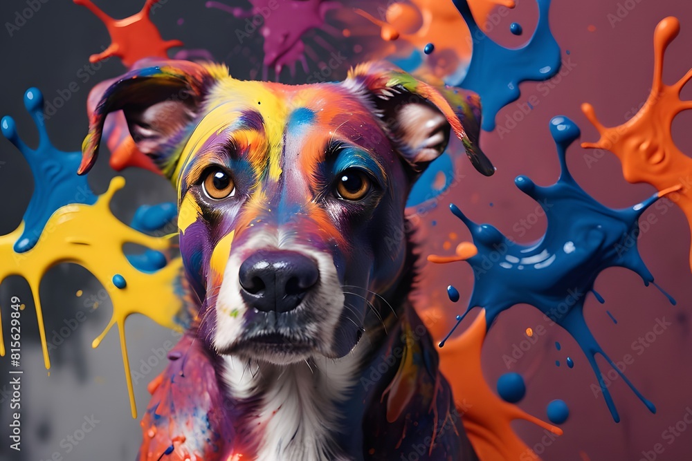the dog with a paint