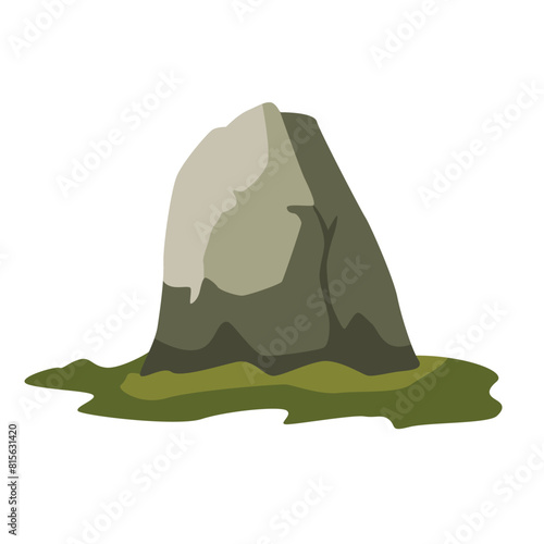 Giant rock vector illustration, large boulder image, huge stone isolated on white background