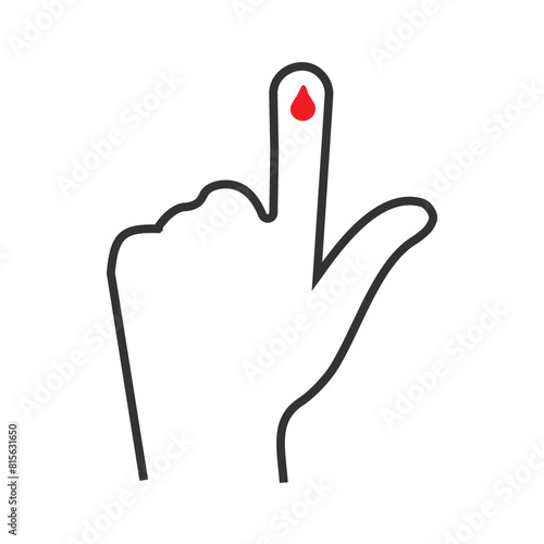 Finger and blood icon diabetes symbol