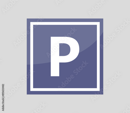 Digital illustration of a parking sign with a white "P" symbol against a gray background