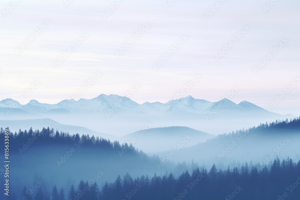 Mountains in the fog. AI generated