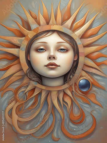 Sun Girl Nature Surreal Illustration Art 