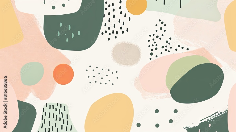 Abstract pastel shapes and dots pattern modern background