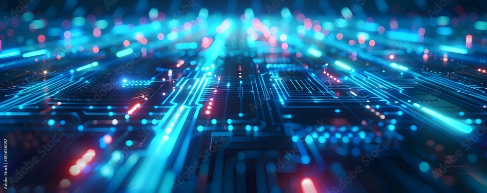 Digital futuristic technology abstract banner background illuminated by vibrant neon lights, forming a dynamic and interconnected network of systems Digital futuristic technology abstract banner background illuminated by vibrant neon lights, forming a dynamic and interconnected network of systems