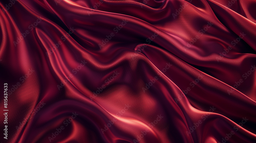 Obraz premium Luxurious deep red satin fabric elegantly draped with smooth and shiny texture