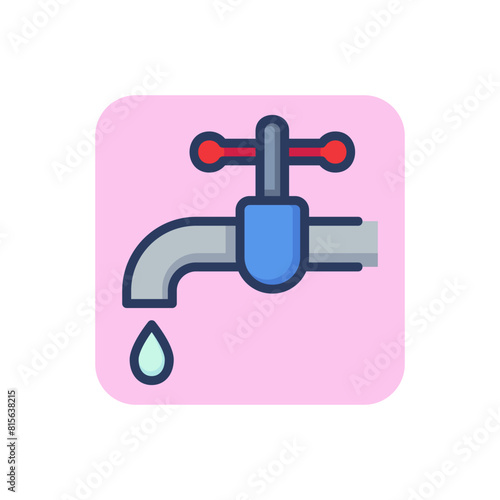 Tap and water drop line icon. Valve, sink, liquid outline sign. Plumbing and equipment concept. Vector illustration for web design and apps