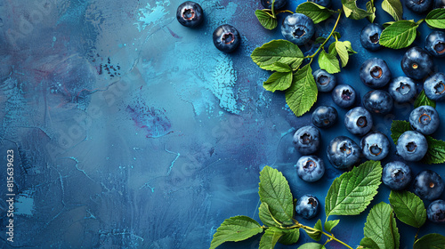 Fresh Blueberries on a Blue Background