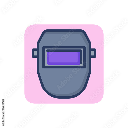 Welding mask line icon. Helmet, process, metal  outline sign. Work safety and protection concept. Vector illustration for web design and apps photo