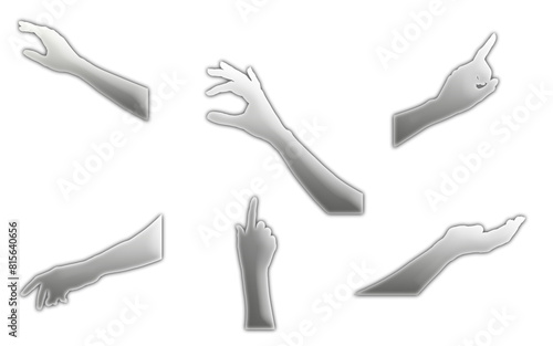 Drawing of silhouette hands with a gentle gradient, with contour lighting in grey-white colors
