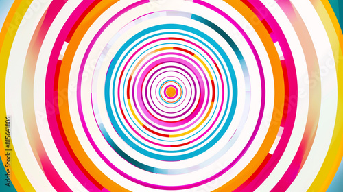 Bright, concentric circles radiating outwards, creating a hypnotic and vibrant abstract design on a white background.