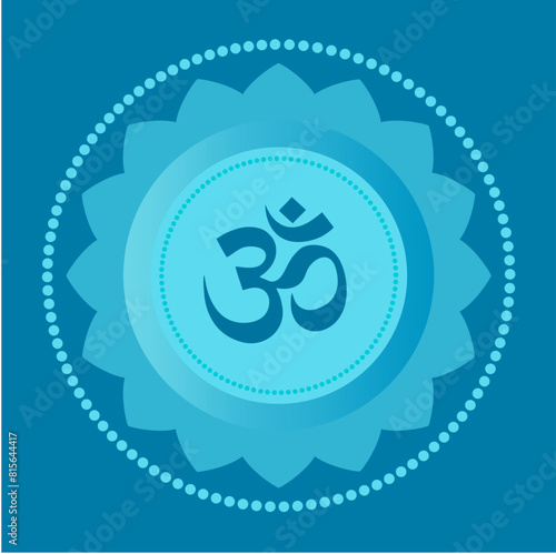 Mandala with om and chakra symbols on background. Diwali symbol Om