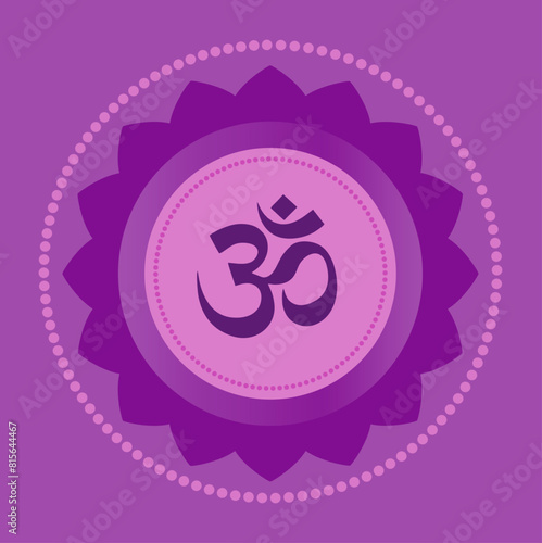 Mandala with om and chakra symbols on background. Diwali symbol Om