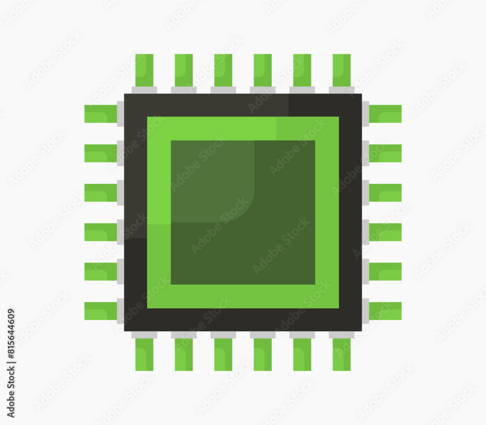Vector illustration of an electronic circuit board, composed of green and silver components Vector illustration of an electronic circuit board, composed of green and silver components