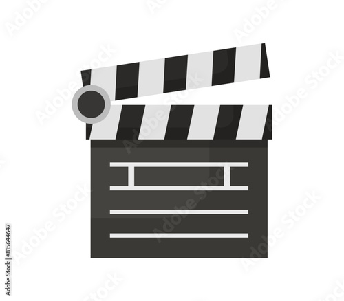 Vector illustration of a black movie clapboard on a white background