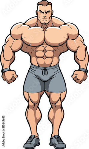 Vector of an athletic male with a muscular physique displaying his impressive physique