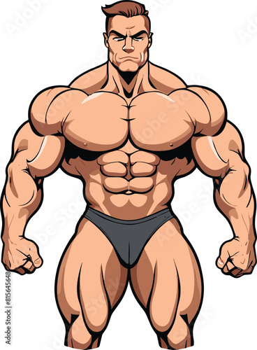 Vector of an athletic male with a muscular physique displaying his impressive physique